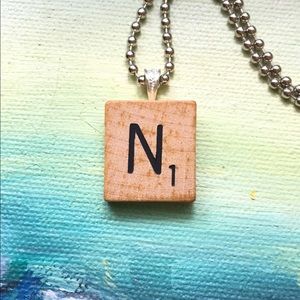 1953 “N” Scrabble® Tile Initial Pendant Necklace